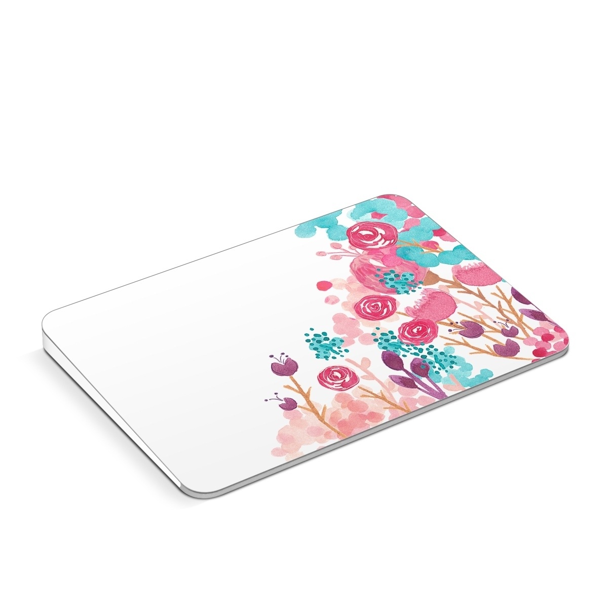 Apple Magic Trackpad Skin design of Pink, Pattern, Design, Illustration, Clip art, Plant, Graphics, Art, with white, pink, purple, blue, red colors