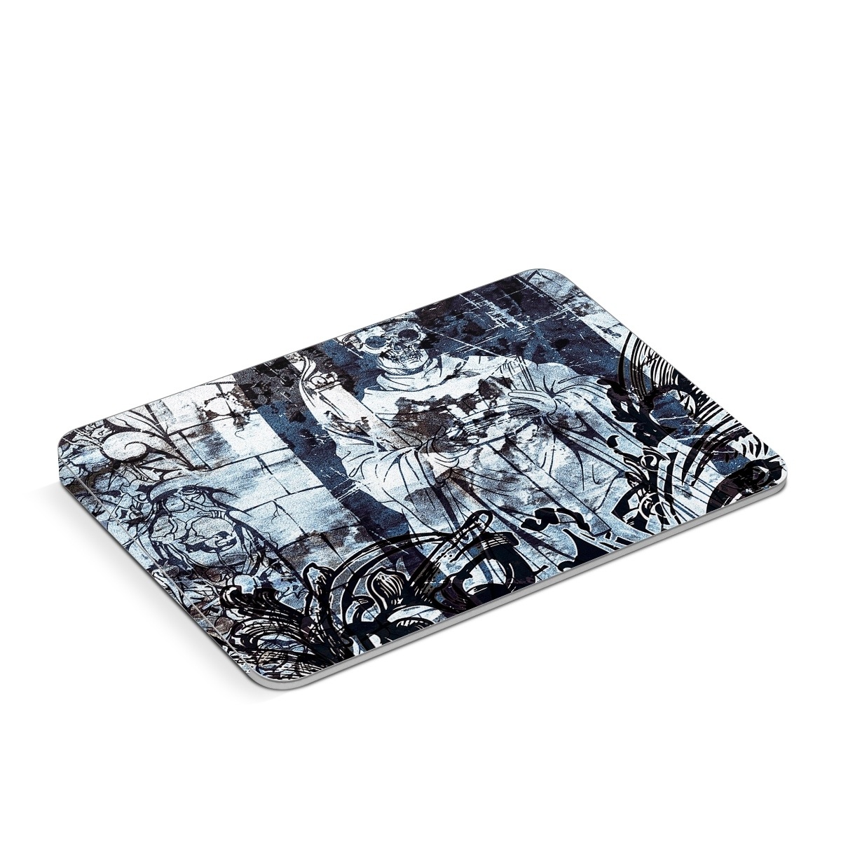 Apple Magic Trackpad Skin design of Illustration, Art, Monochrome, Visual arts, Drawing, Black-and-white, Graphic design, Fictional character, Fiction, Sketch, with white, black, blue, gray colors