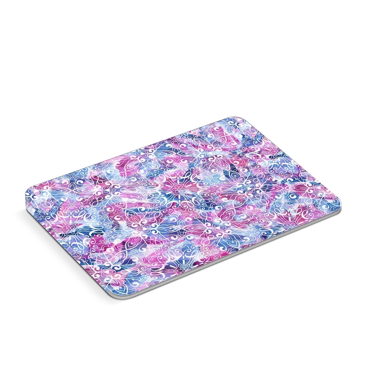 Apple Magic Trackpad Skin design of Pattern, Pink, Lilac, Design, Textile, Visual arts, Motif, Floral design, Plant, with blue, pink, purple, white colors