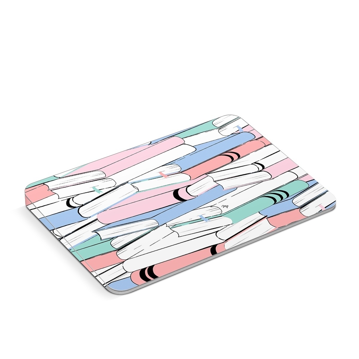 Apple Magic Trackpad Skin design of White, Line, Material property, Red, Font, Pattern, Parallel, Carmine, Rectangle, Slope, with white, black, blue, green, pink colors