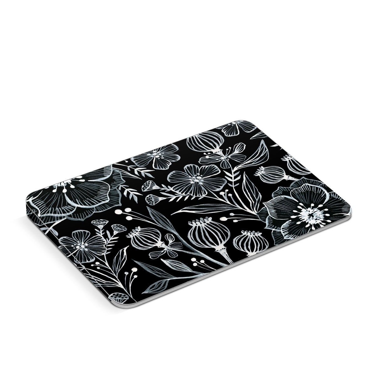 Apple Magic Trackpad Skin design of Pattern, Black-and-white, Flower, Monochrome photography, Plant, Design, Monochrome, Botany, Wildflower, Visual arts, with black, white colors