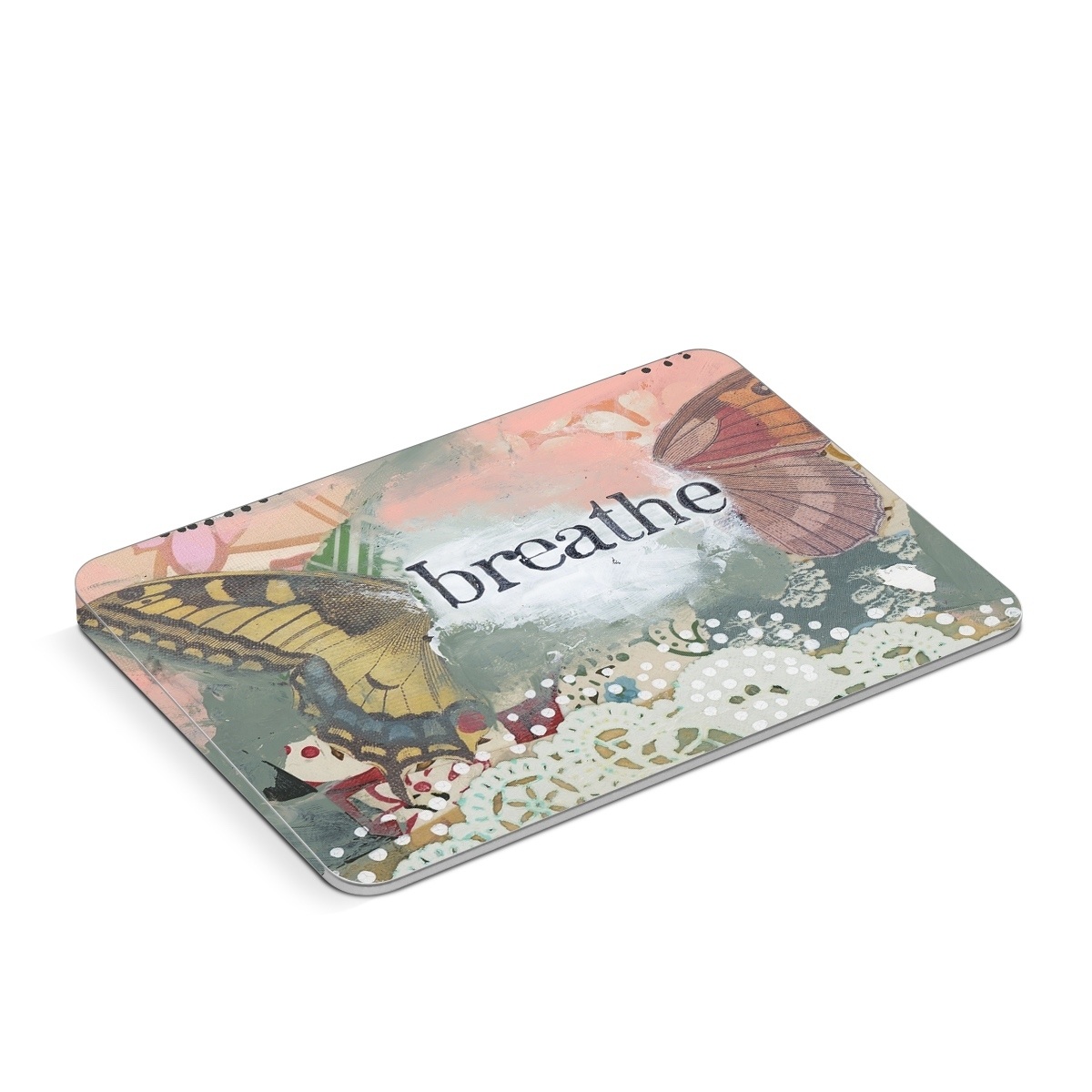 Apple Magic Trackpad Skin design of Butterfly, Moths and butterflies, Insect, Pollinator, Organism, Illustration, Brush-footed butterfly, Art, Fictional character, Wildflower, with pink, brown, white, black, red, blue, green colors