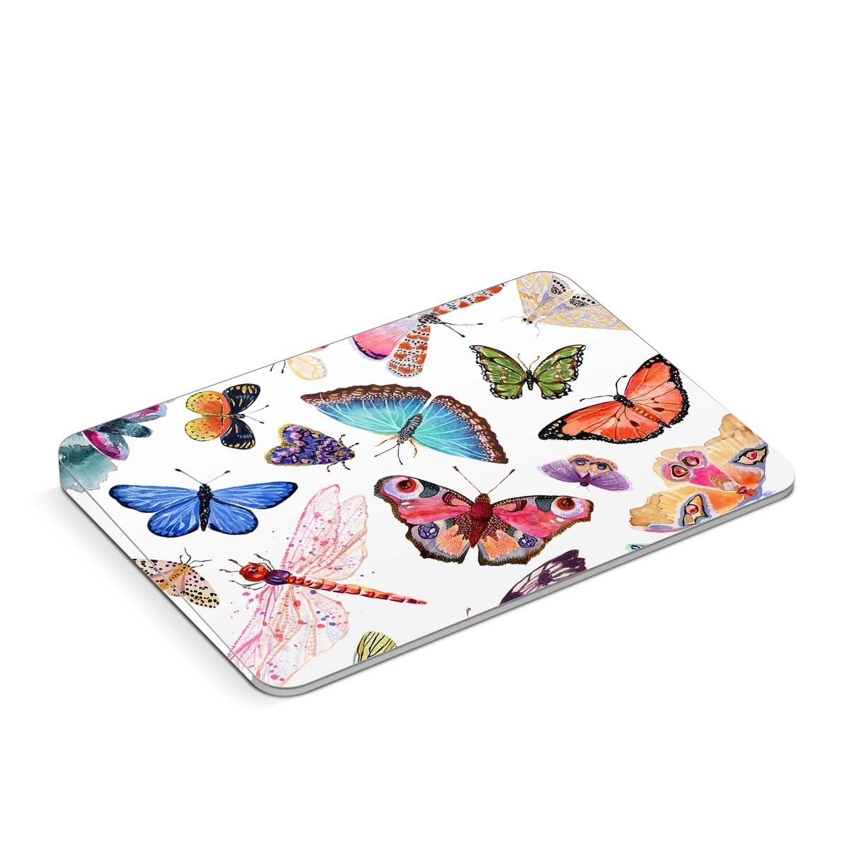 Apple Magic Trackpad Skin design of Butterfly, Pollinator, Insect, Arthropod, Organism, Moths and butterflies, Art, Symmetry, Wing, Illustration, with white, blue, green, red, yellow, orange, pink, brown, purple colors