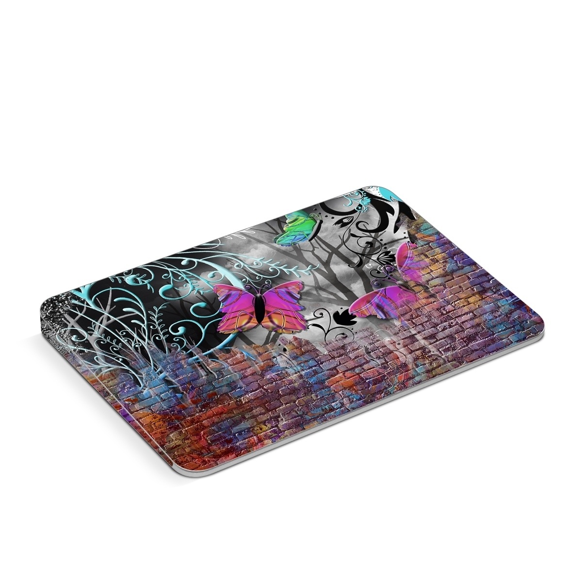 Apple Magic Trackpad Skin design of Purple, Graphic design, Art, Pattern, Graffiti, Organism, Street art, Wall, Font, Illustration, with red, black, gray, purple, orange, blue, green colors