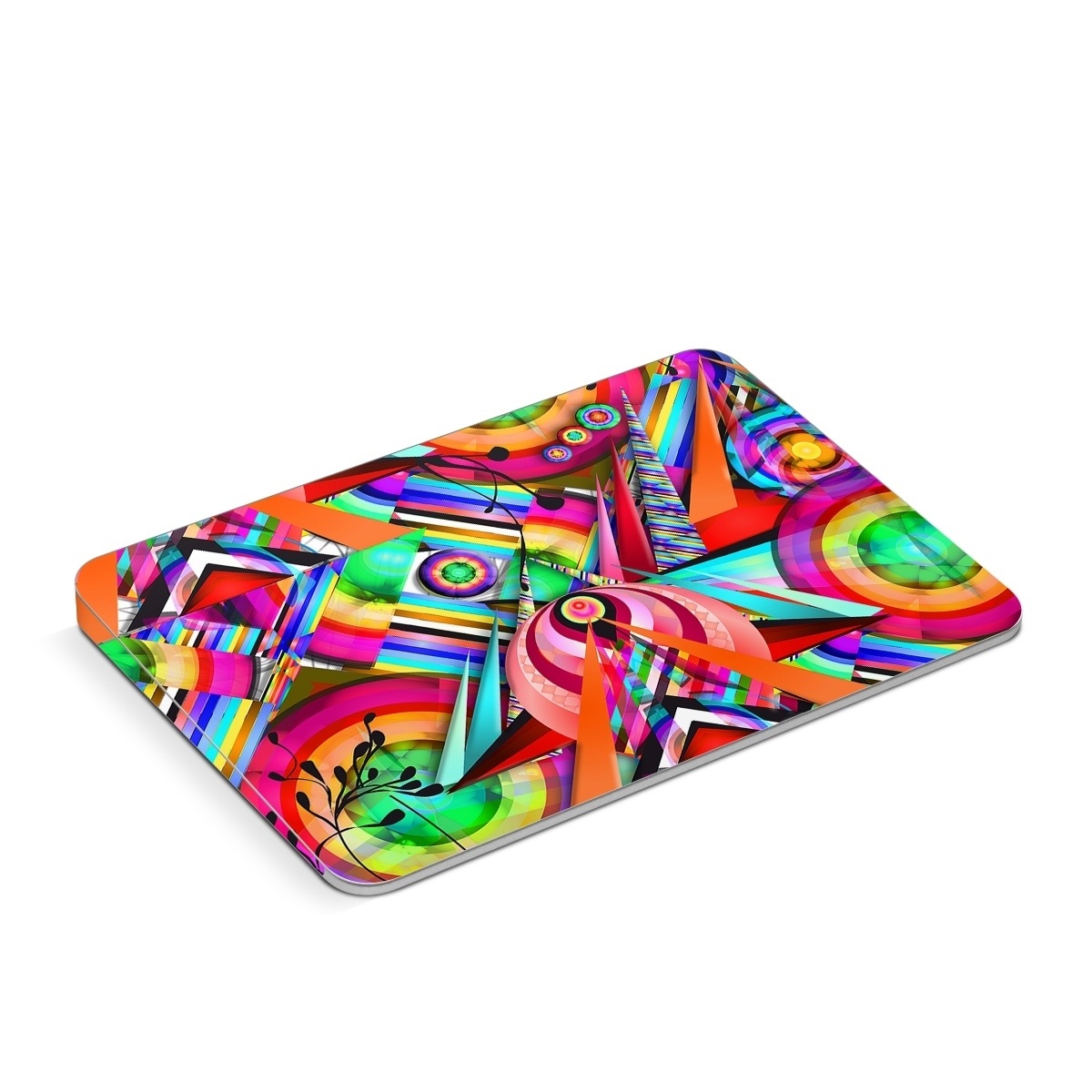 Apple Magic Trackpad Skin design of Psychedelic art, Pattern, Design, Graphic design, Colorfulness, Visual arts, Circle, Art, with red, pink, green, yellow, orange colors
