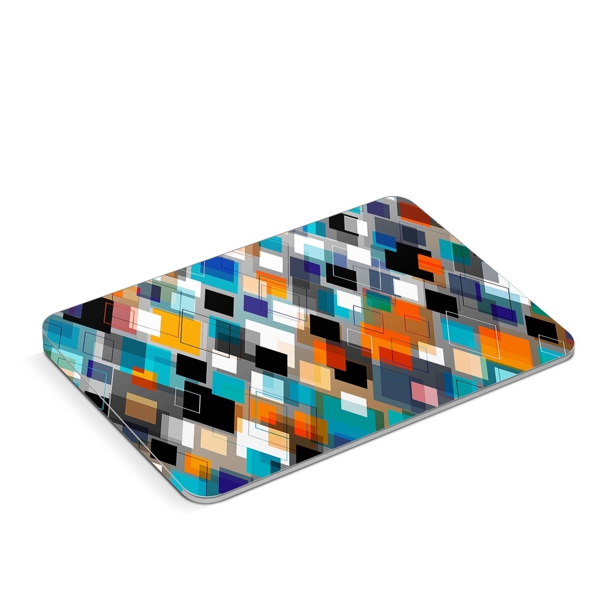 Apple Magic Trackpad Skin design of Pattern, Line, Design, Colorfulness, Plaid, Tints and shades, Textile, Symmetry, Square, with black, blue, red, orange, white colors