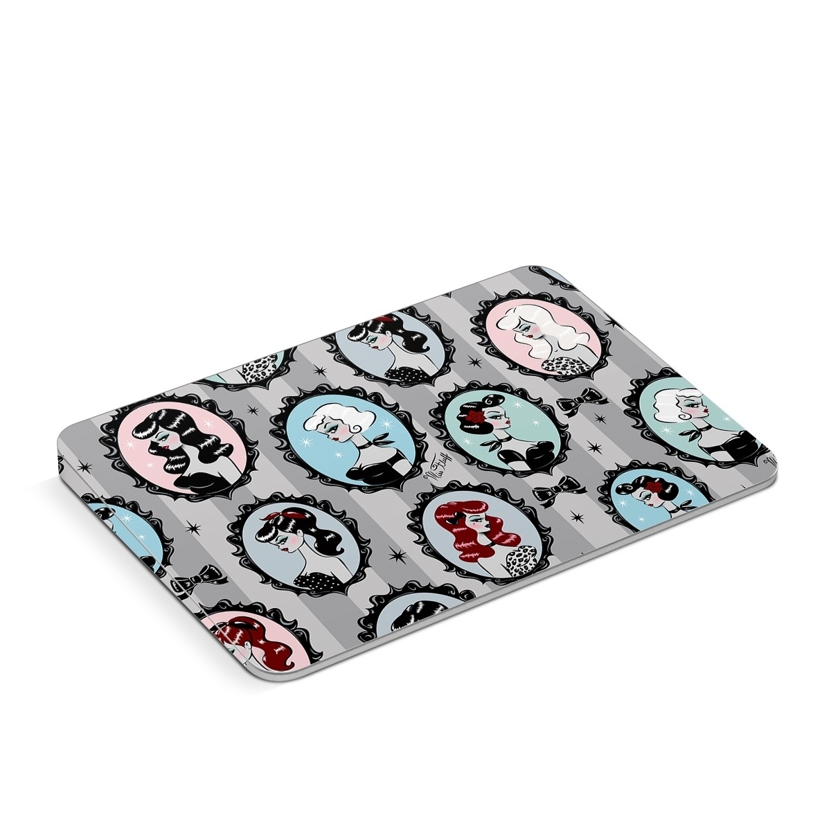 Apple Magic Trackpad Skin design of Pattern, Design, Textile, Visual arts, Circle, Art, with black, blue, gray, yellow, red, pink colors