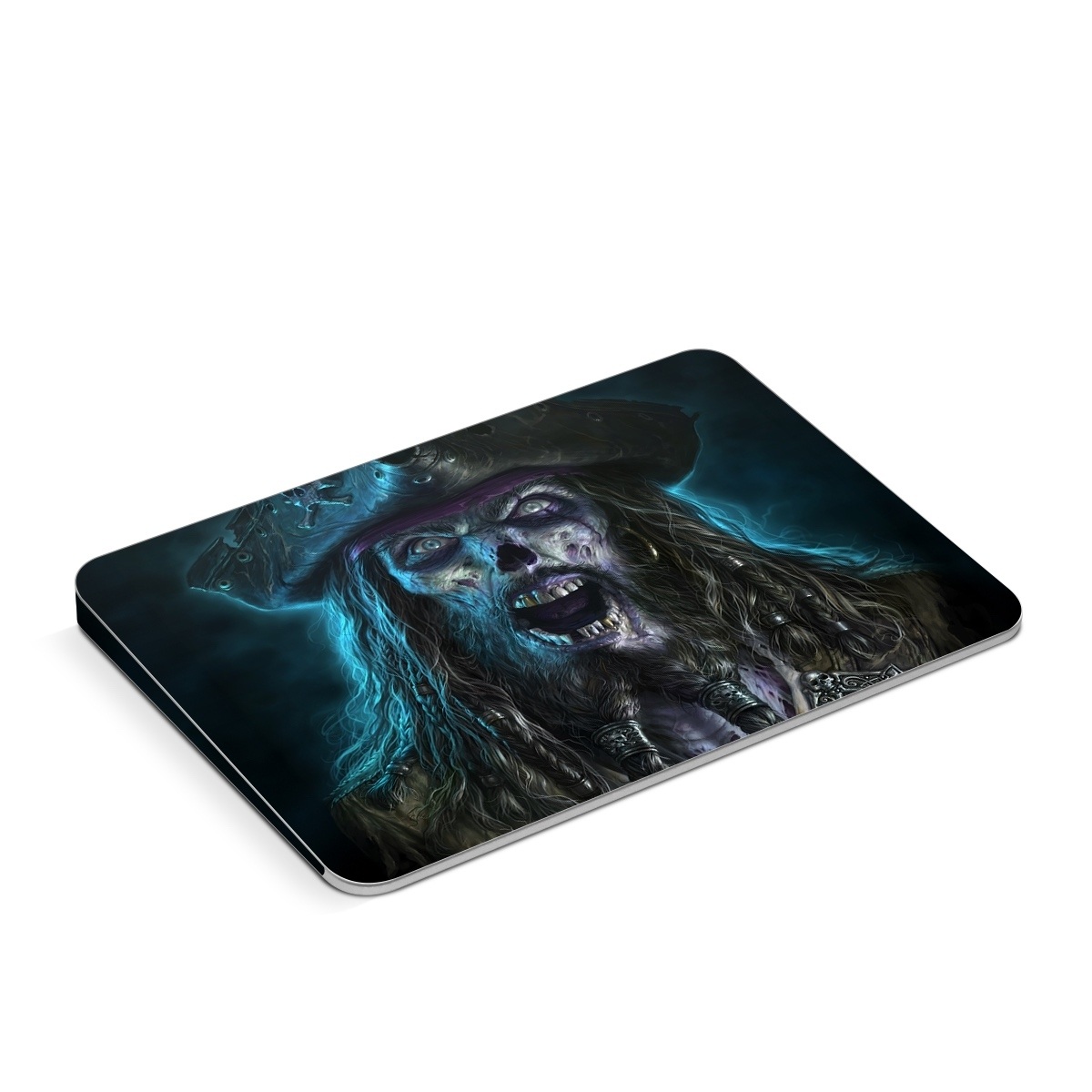Apple Magic Trackpad Skin design of Darkness, Illustration, Art, Ghost, Fictional character, Beard, with black, white, blue, gray colors