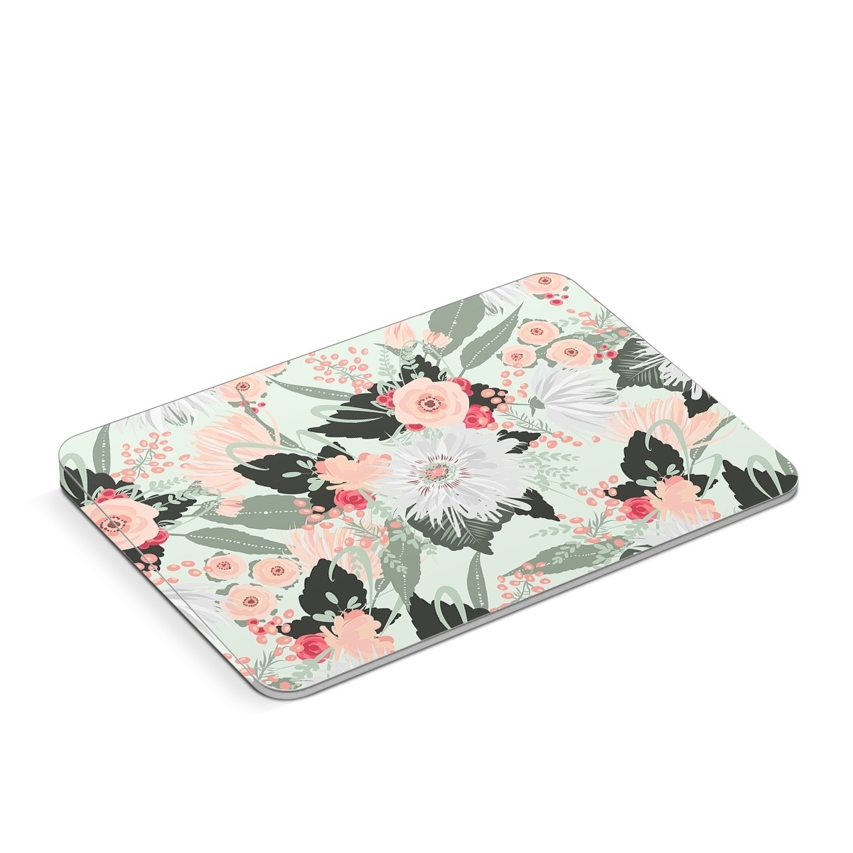 Apple Magic Trackpad Skin design of Pattern, Pink, Floral design, Design, Textile, Wrapping paper, Plant, Peach, Flower, with green, red, white, pink colors