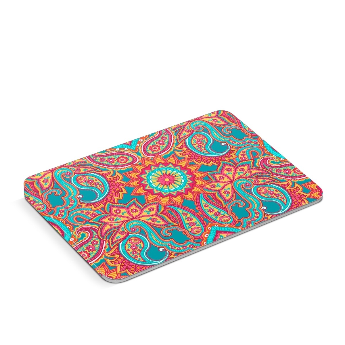 Apple Magic Trackpad Skin design of Pattern, Paisley, Motif, Visual arts, Design, Art, Textile, Psychedelic art, with orange, yellow, blue, red colors