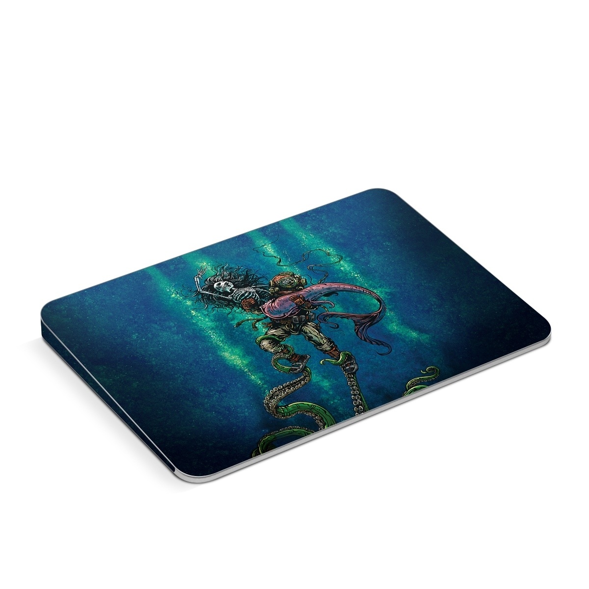 Apple Magic Trackpad Skin design of Water, Fluid, Underwater, Marine invertebrates, Marine biology, Electric blue, Liquid, Recreation, Underwater diving, Art, with blue, green, orange, purple, pink, black, white, gray colors
