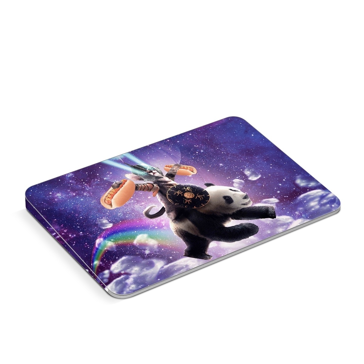 Apple Magic Trackpad Skin design of Bear, Illustration, Outer space, Animated cartoon, Graphic design, Teddy bear, Space, Sky, Graphics, Fictional character, with black, white, blue, brown, gray, red, yellow, green, pink colors