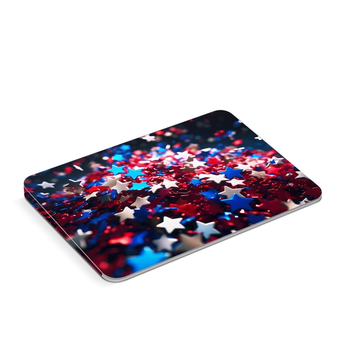 Apple Magic Trackpad Skin design of Colorfulness, Petal, Plant, Magenta, Font, Electric blue, Event, Close-up, Macro photography, Flowering plant, with red, blue, white, black colors