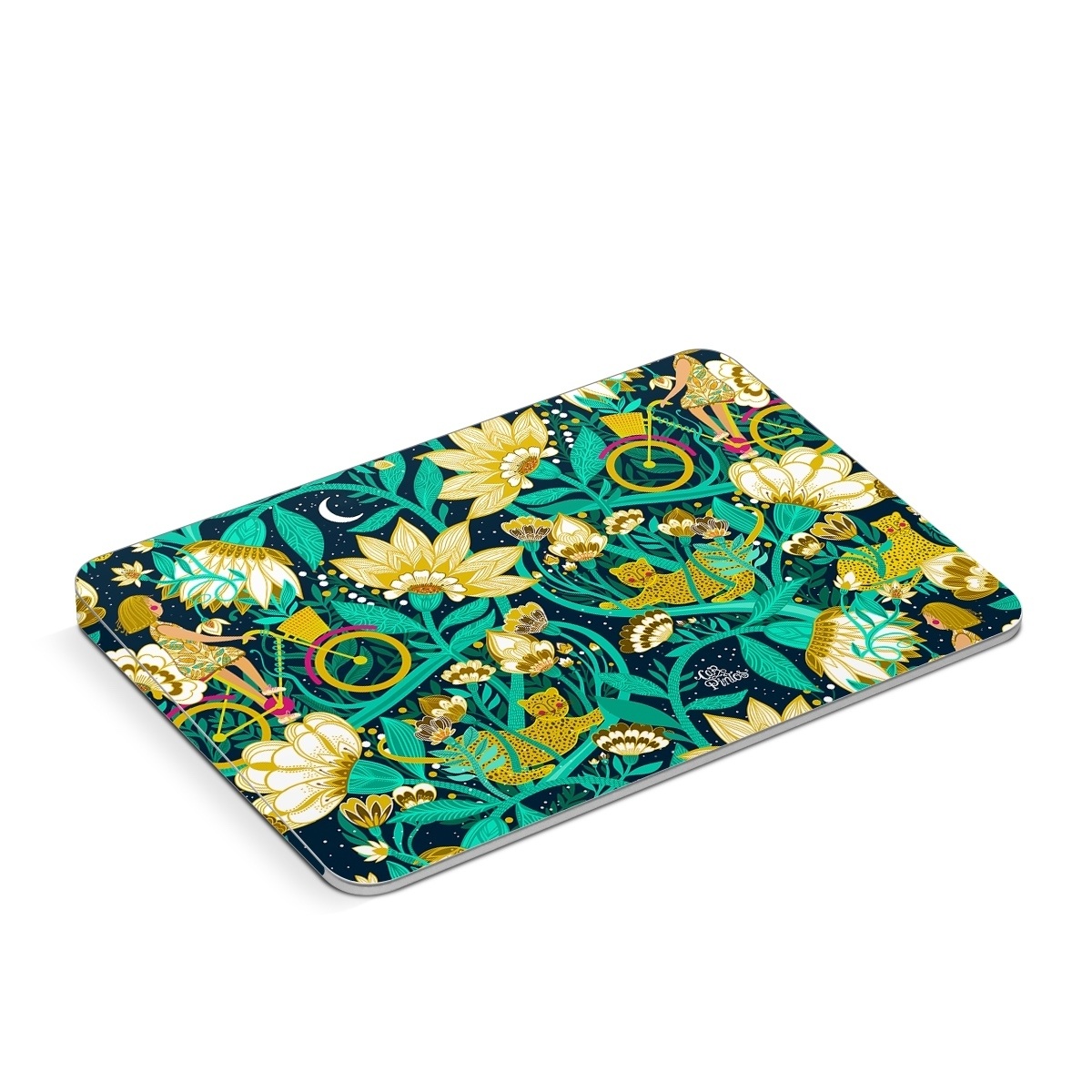 Apple Magic Trackpad Skin design of Green, Rectangle, Plant, Aqua, Pattern, Electric blue, Art, Motif, Design, Visual arts, with green, black, blue, yellow, pink, white, red, brown colors