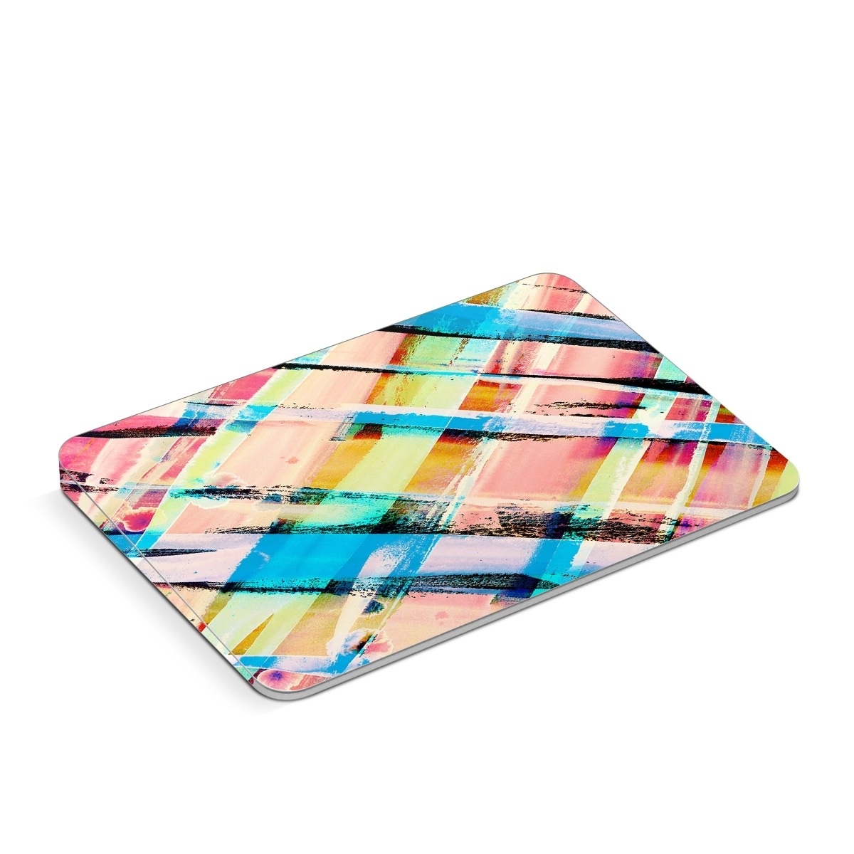Apple Magic Trackpad Skin design of Line, Pattern, Turquoise, Plaid, Orange, Colorfulness, Design, Textile, Tints and shades, with blue, pink, red, purple, yellow, orange colors