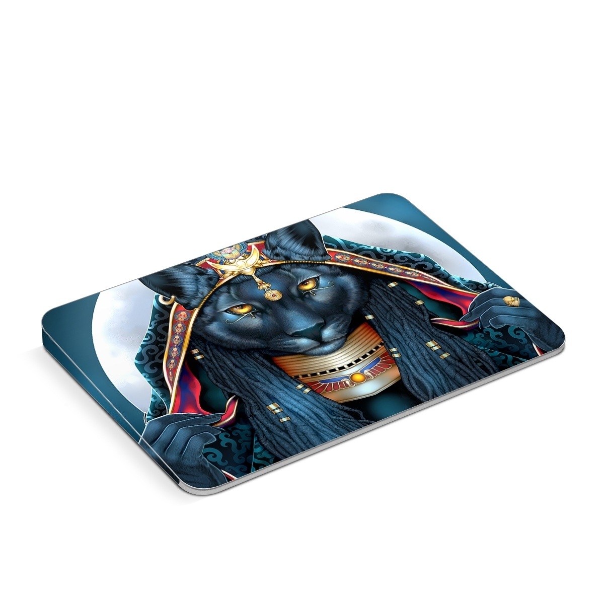 Apple Magic Trackpad Skin design of Jaw, Font, Whiskers, Toy, Snout, Personal protective equipment, Fictional character, Electric blue, Graphics, Mask, with black, white, red, blue, yellow, orange colors
