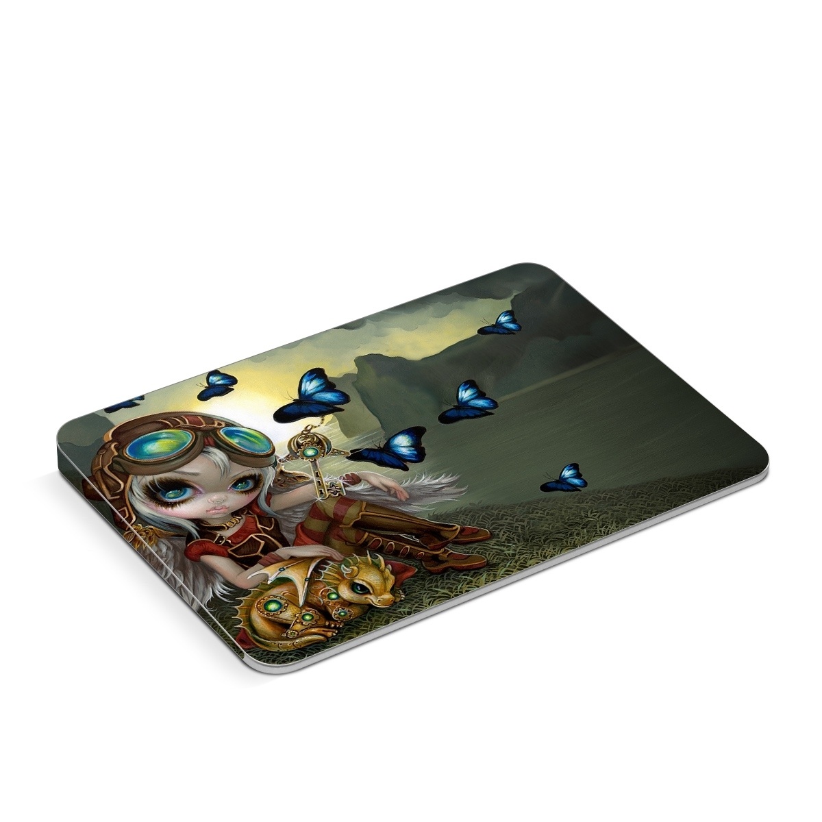 Apple Magic Trackpad Skin design of Cg artwork, Illustration, Fictional character, Art, Mythology, Games, Massively multiplayer online role-playing game, with black, green, red, yellow, brown, blue colors