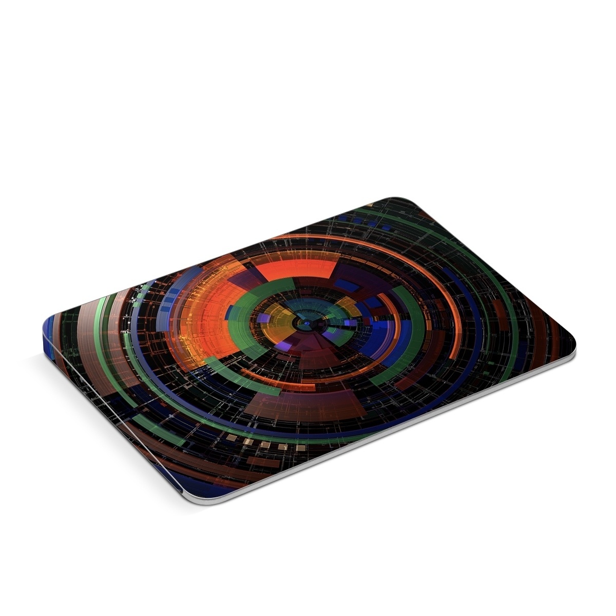 Apple Magic Trackpad Skin design of Colorfulness, Pattern, Circle, Design, Architecture, Symmetry, Art, Spiral, Psychedelic art, with black, red, blue, green, orange, brown colors