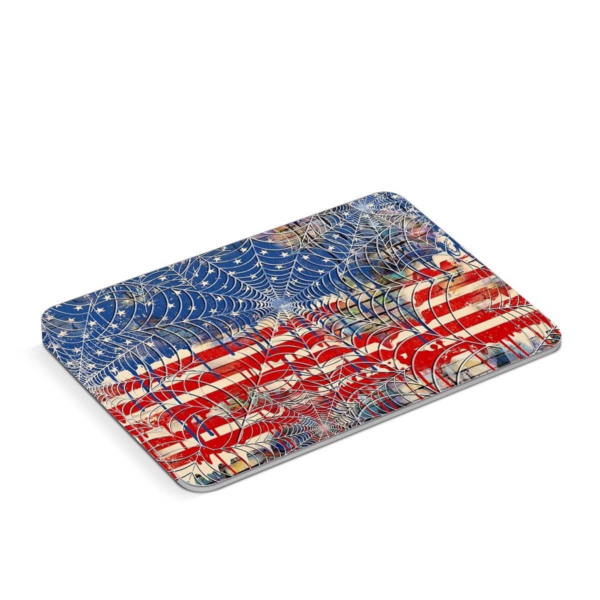 Apple Magic Trackpad Skin design of Graffiti, Art, Pattern, Flag, Street art, Line, Textile, Mural, Modern art, with red, blue, white, black colors
