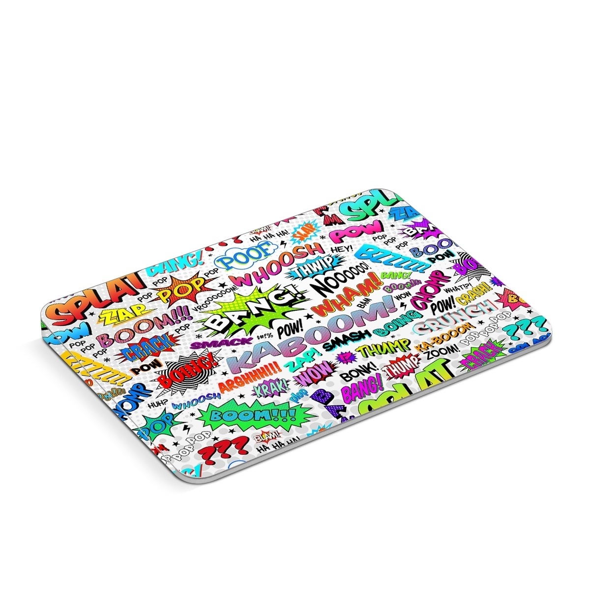 Apple Magic Trackpad Skin design of Text, Font, Line, Graphics, Art, Graphic design, with gray, white, red, blue, black colors