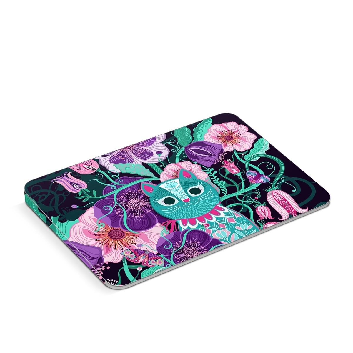 Apple Magic Trackpad Skin design of Botany, Purple, Textile, Organism, Pink, Art, Painting, Font, Creative arts, Magenta, with black, blue, pink, purple, green, red colors