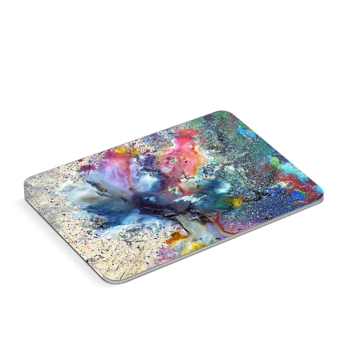 Apple Magic Trackpad Skin design of Watercolor paint, Painting, Acrylic paint, Art, Modern art, Paint, Visual arts, Space, Colorfulness, Illustration, with gray, black, blue, red, pink colors