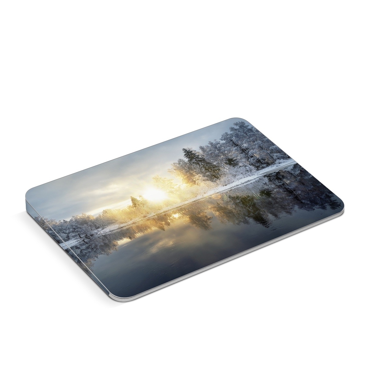 Apple Magic Trackpad Skin design of Cloud, Water, Sky, Water resources, Atmosphere, Plant, Natural landscape, Branch, Tree, Freezing, with blue, black, yellow, orange, white colors