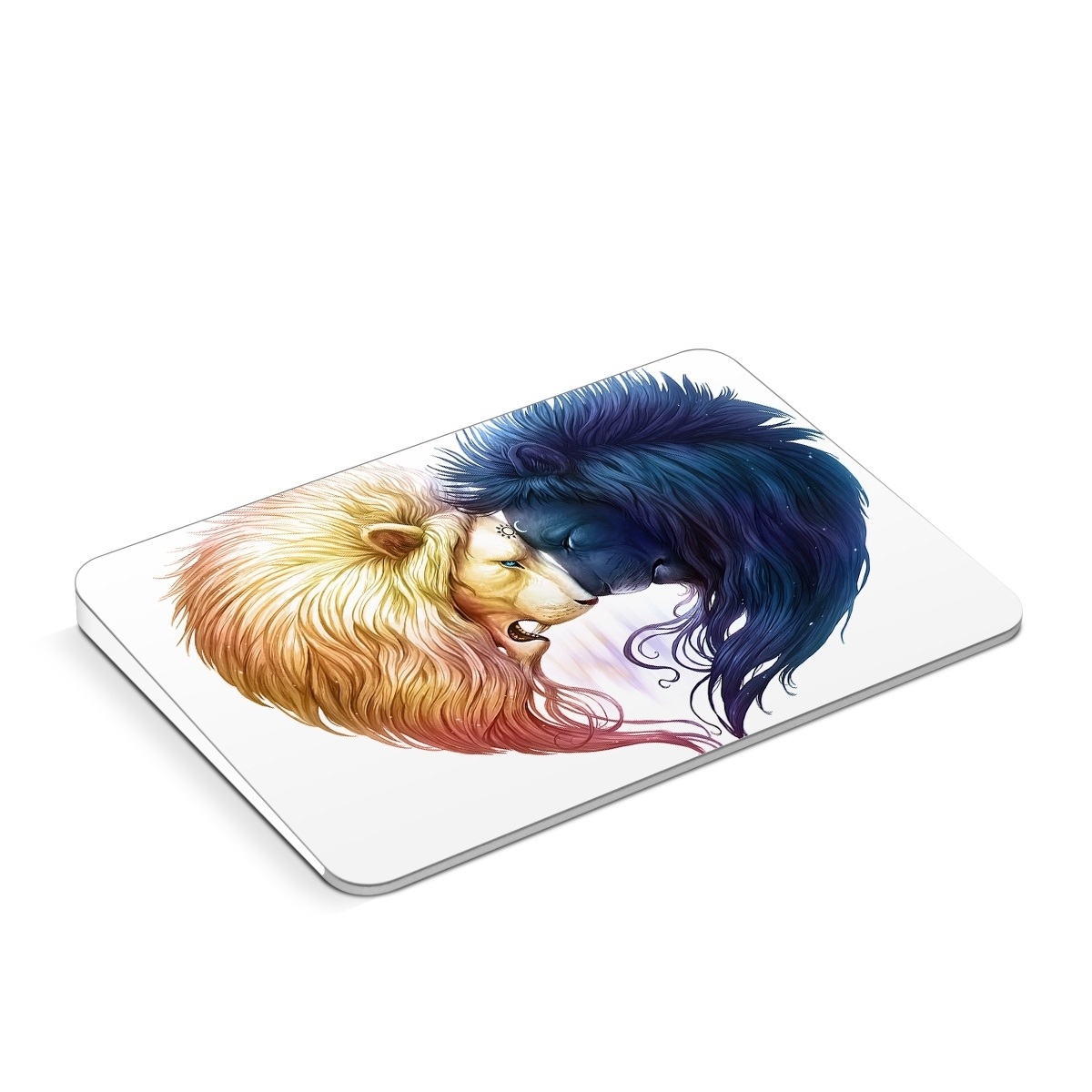 Apple Magic Trackpad Skin design of Vertebrate, Eyelash, Mammal, Ear, Gesture, Cartoon, Art, Painting, Happy, Paint, with white, black, blue, orange, yellow, red, purple colors