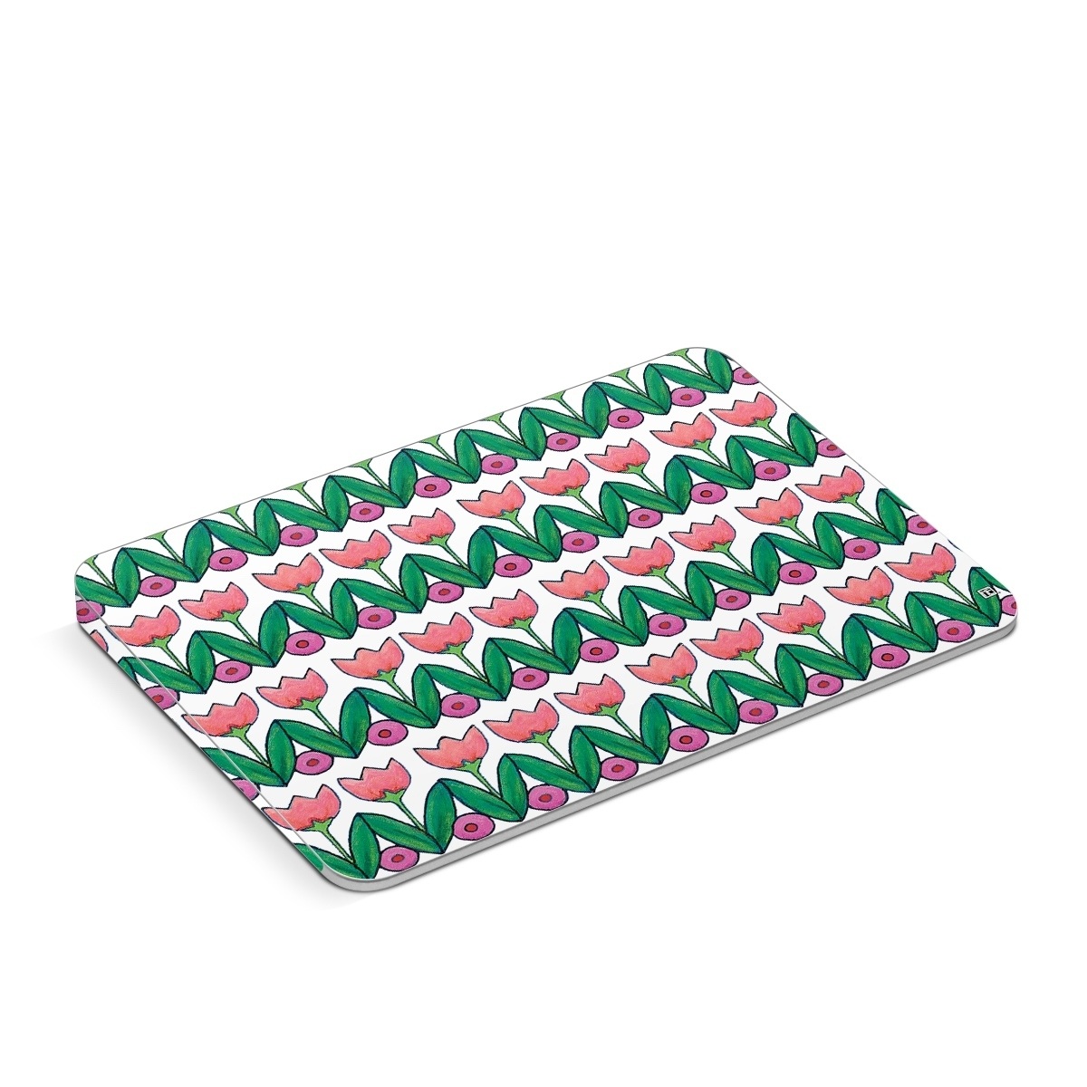 Apple Magic Trackpad Skin design of Green, Rectangle, Textile, Botany, Line, Symmetry, Art, Font, Pattern, Magenta, with white, green, pink, purple colors