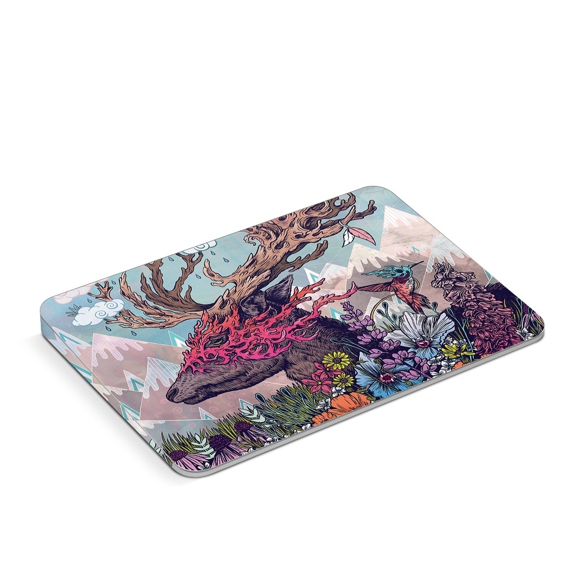 Apple Magic Trackpad Skin design of Illustration, Tree, Watercolor paint, Painting, Art, Plant, Acrylic paint, Fictional character, Flower, Blossom, with gray, black, red, purple, blue colors