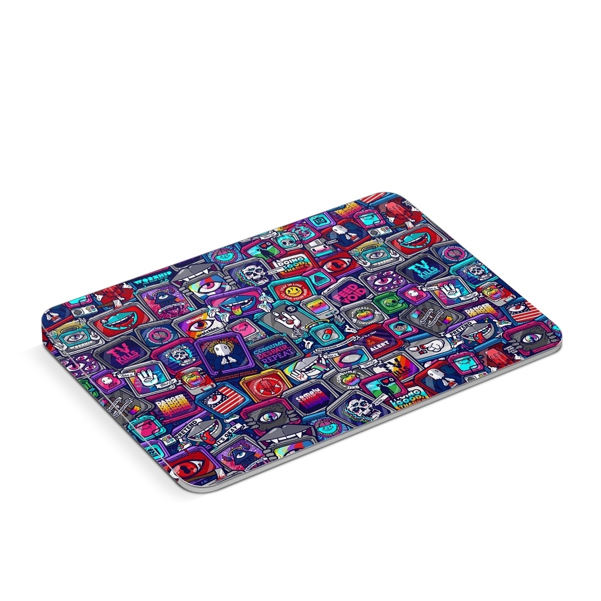 Apple Magic Trackpad Skin design of Pattern, Font, Art, Visual arts, Collection, with red, blue, black, gray, purple, yellow, white, green colors