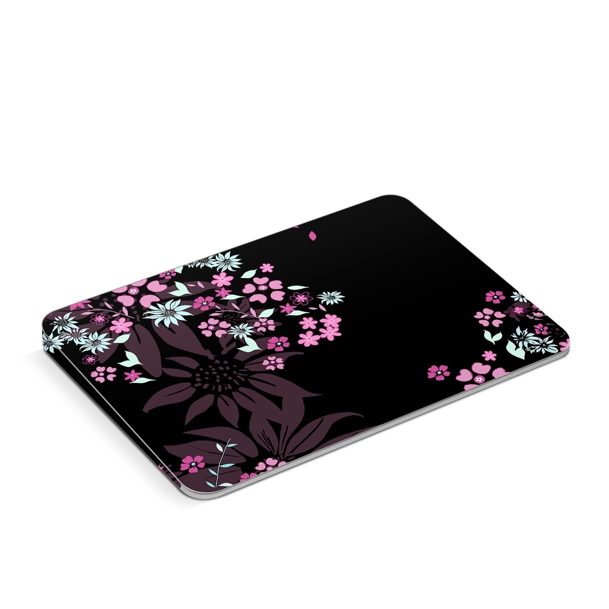 Apple Magic Trackpad Skin design of Pink, Pattern, Flower, Plant, Botany, Petal, Floral design, Design, Pedicel, Graphic design, with black, gray, purple, green, red, pink colors