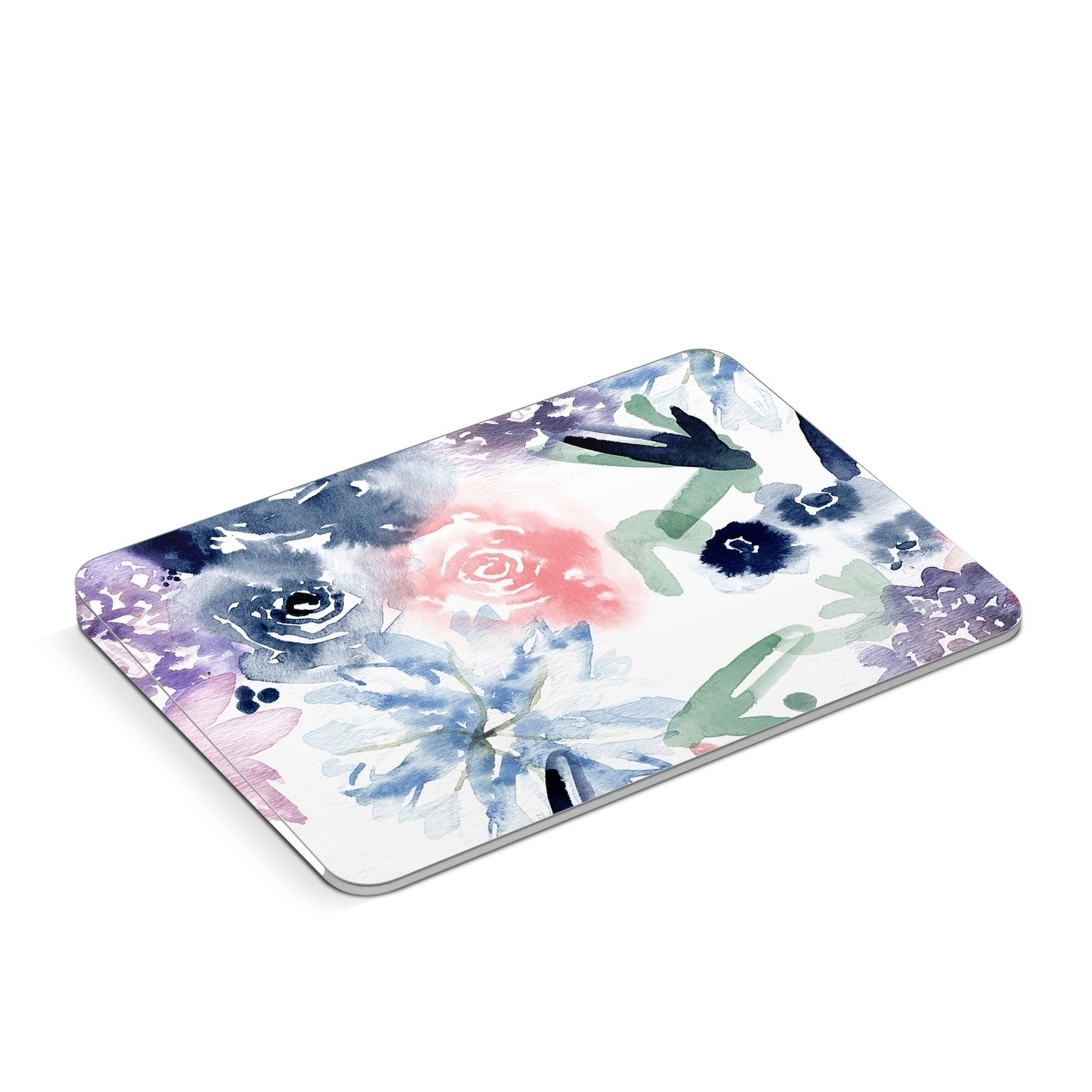 Apple Magic Trackpad Skin design of Pattern, Graphic design, Design, Floral design, Plant, Flower, Illustration, with white, blue, purple, green, pink colors