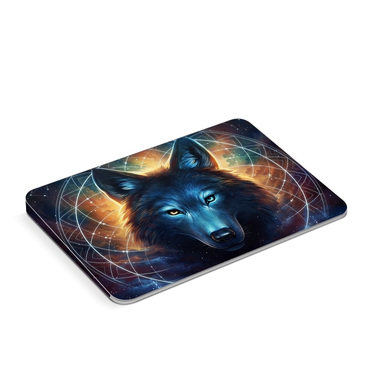 Apple Magic Trackpad Skin design of Light, Nature, Carnivore, Organism, Dog breed, Art, Electric blue, Space, Midnight, Illustration, with black, blue, yellow, orange, green, red, white colors