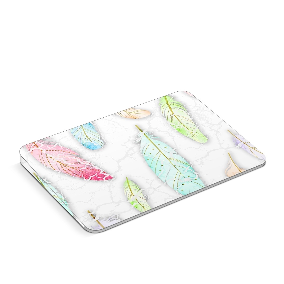 Apple Magic Trackpad Skin design of Feather, Fashion accessory, Jewellery, with red, blue, green, purple, white, brown colors