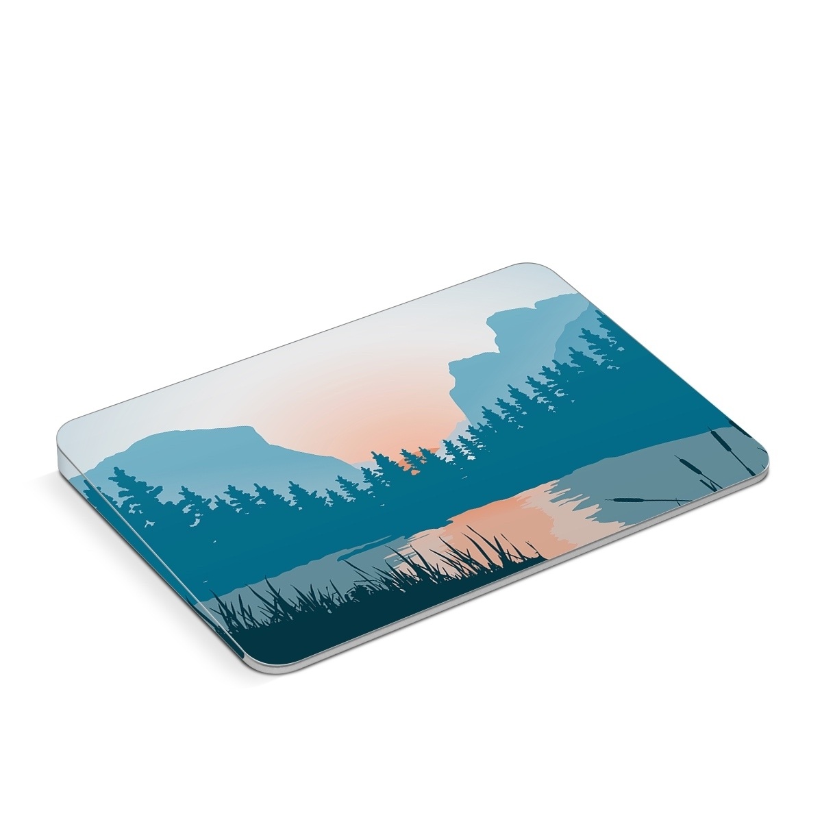 Apple Magic Trackpad Skin design of Sky, Atmosphere, Mountain, Ecoregion, Plant, Natural landscape, Larch, Highland, Fog, Atmospheric phenomenon, with blue, yellow, orange, green colors
