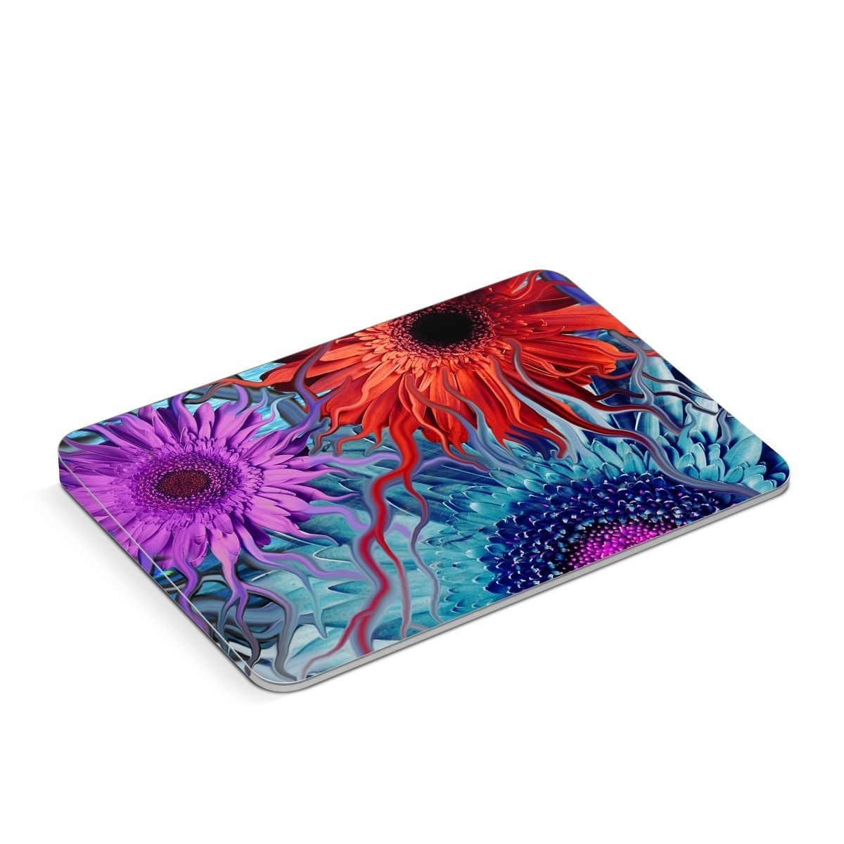 Apple Magic Trackpad Skin design of Psychedelic art, Pattern, Organism, Colorfulness, Art, Flower, Petal, Design, Fractal art, Electric blue, with red, black, blue, purple, gray colors