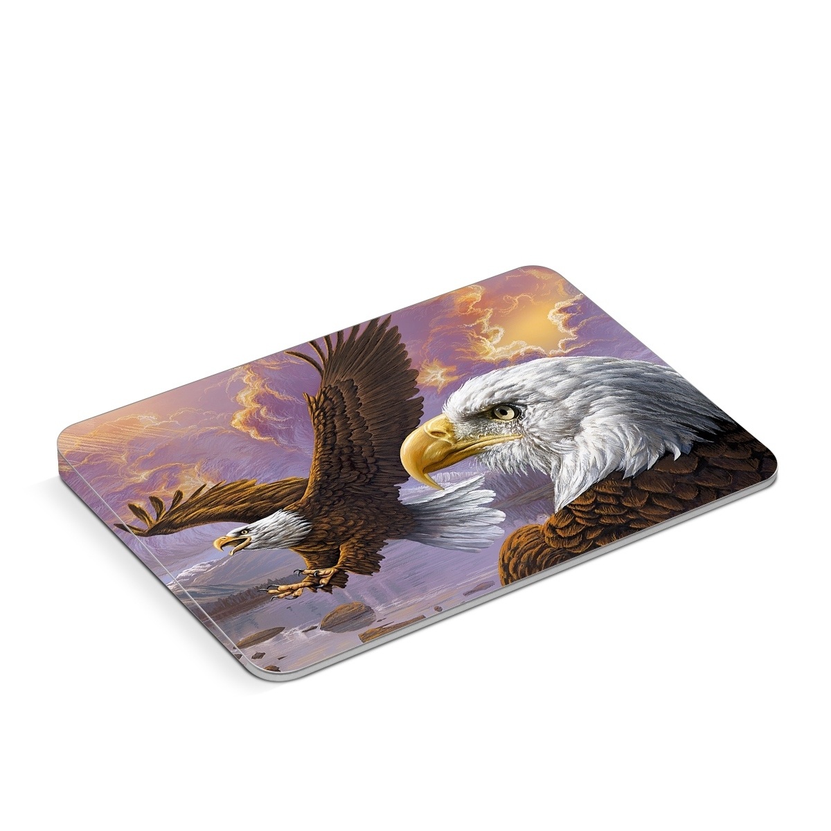 Apple Magic Trackpad Skin design of Bird, Bird of prey, Bald eagle, Vertebrate, Eagle, Accipitriformes, Accipitridae, Golden eagle, Beak, Hawk, with gray, black, green, red, purple colors