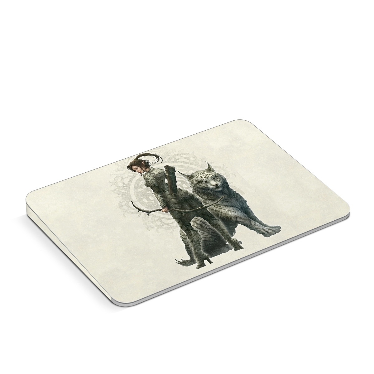 Apple Magic Trackpad Skin design of Illustration, Fictional character, Drawing, Woman warrior, Art, Mythology, Sketch, with gray, black, pink, yellow, green colors