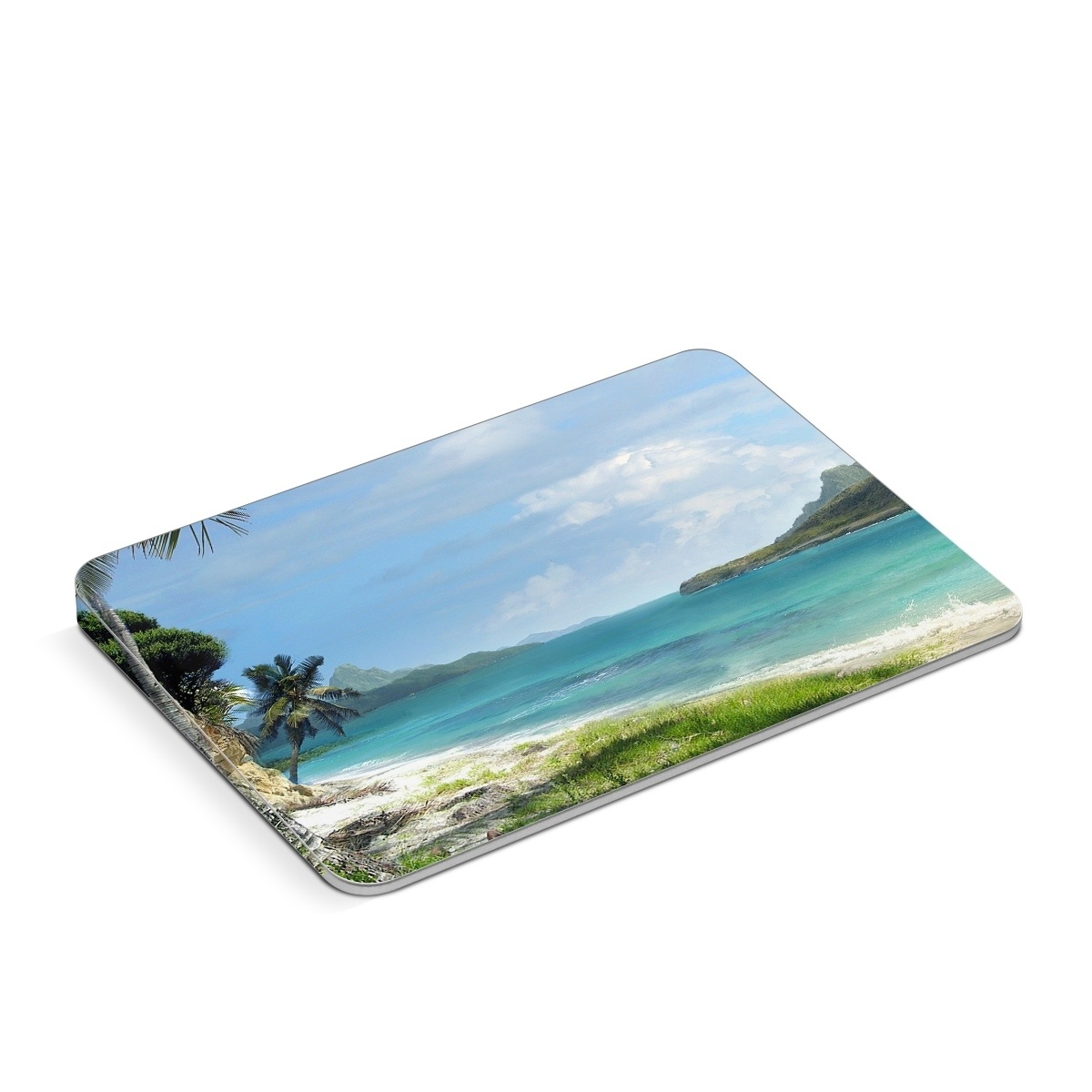Apple Magic Trackpad Skin design of Body of water, Tropics, Nature, Natural landscape, Shore, Coast, Caribbean, Sea, Tree, Beach, with gray, black, blue, green colors