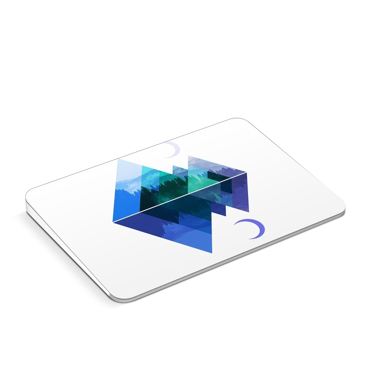 Apple Magic Trackpad Skin design of Blue, Cobalt blue, Azure, Pattern, Logo, Design, Electric blue, Graphics, Illustration, Triangle, with white, blue, purple, green colors