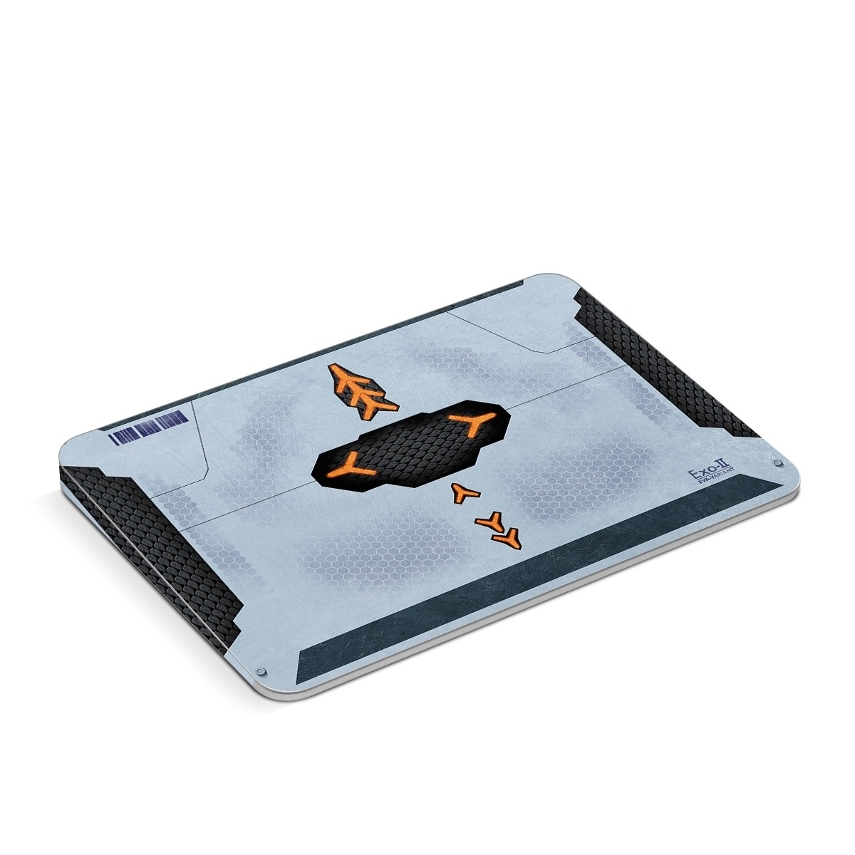 Apple Magic Trackpad Skin design of Blue, Symbol, Graphics, with blue, black, yellow, orange, gray colors