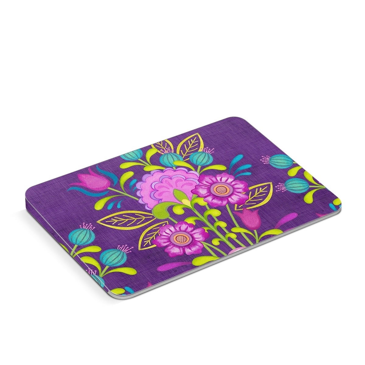 Apple Magic Trackpad Skin design of Flower, Pattern, Plant, Violet, Botany, Visual arts, Design, Floral design, Art, Magenta, with blue, purple, green, gray, red colors