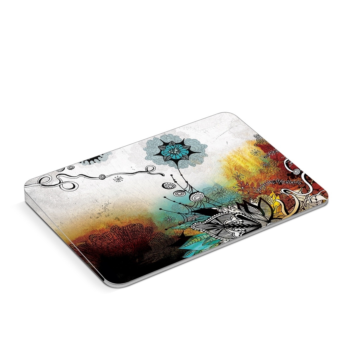 Apple Magic Trackpad Skin design of Graphic design, Illustration, Art, Design, Visual arts, Floral design, Font, Graphics, Modern art, Painting, with black, gray, red, green, blue colors