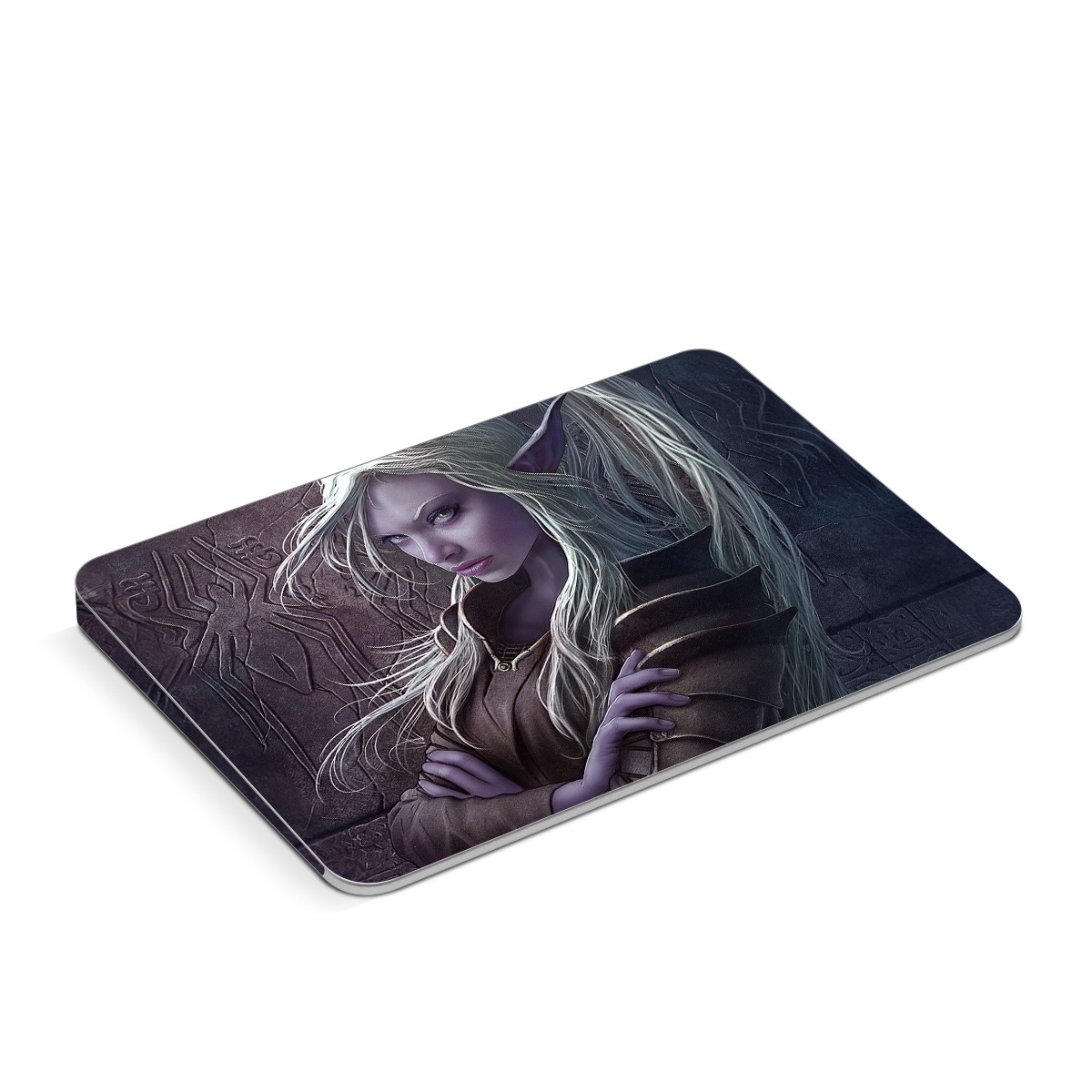 Apple Magic Trackpad Skin design of Cg artwork, Beauty, Purple, Lady, Illustration, Fictional character, Long hair, Photography, Art, Portrait, with black, gray, purple colors
