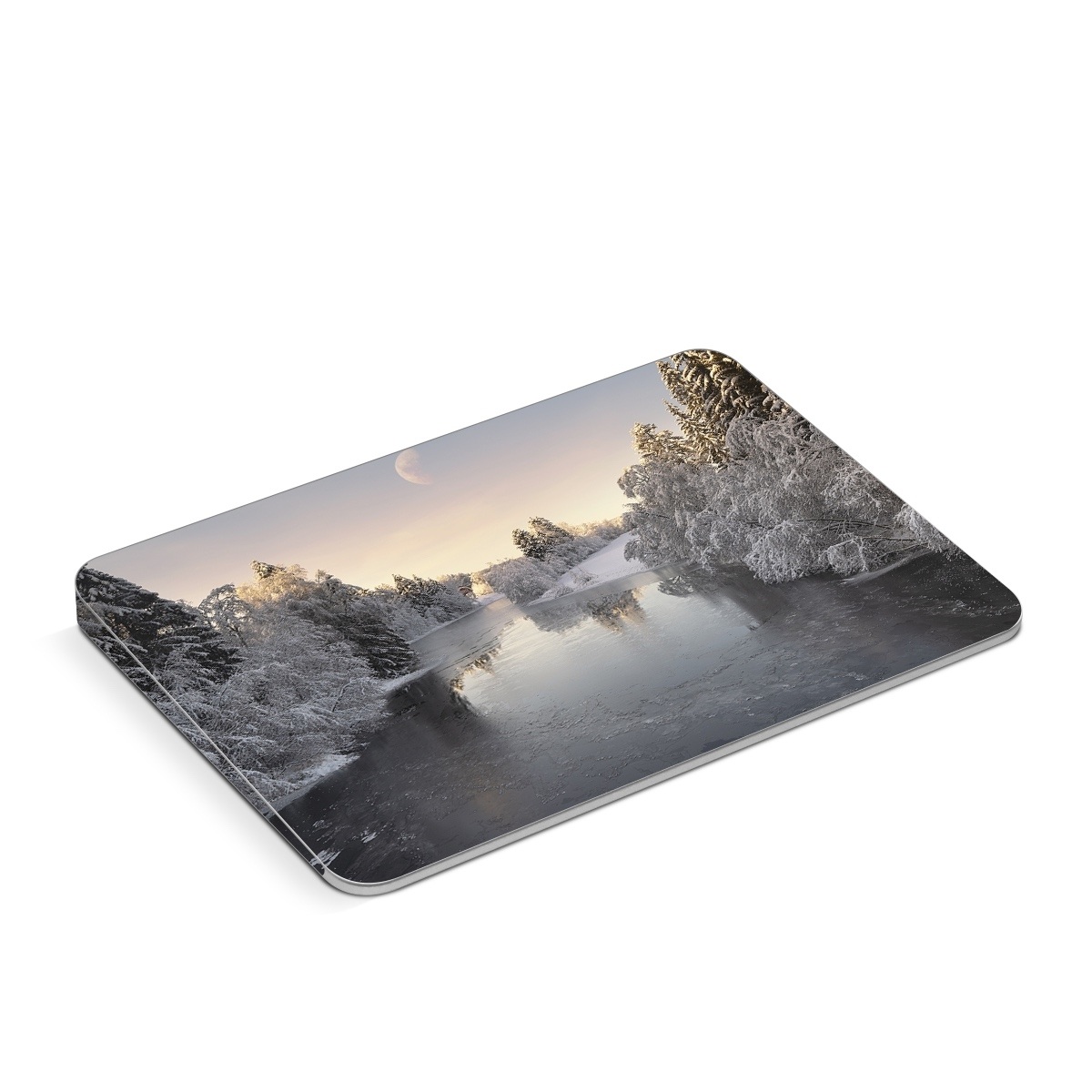 Apple Magic Trackpad Skin design of Water, Cloud, Sky, Atmosphere, Water resources, Tree, Natural landscape, Moon, Snow, Dusk, with blue, black, yellow, orange, white colors