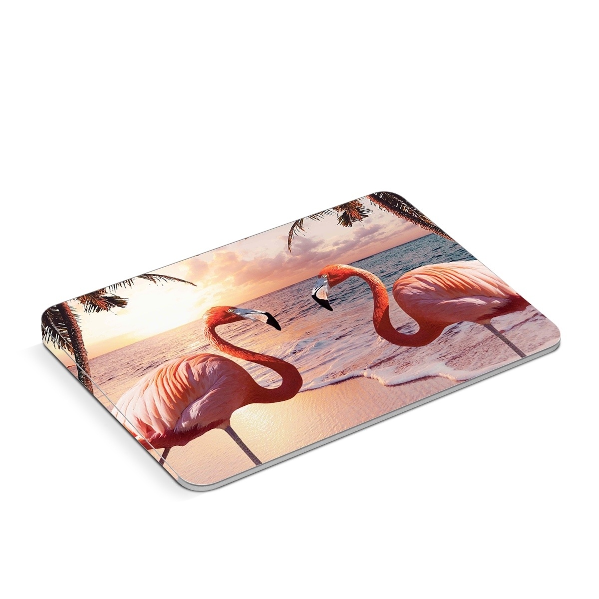 Apple Magic Trackpad Skin design of Flamingo, Greater flamingo, Bird, Water bird, Pink, Wildlife, Sky, Tree, Organism, Beak, with pink, blue, green, yellow, white, orange, black colors