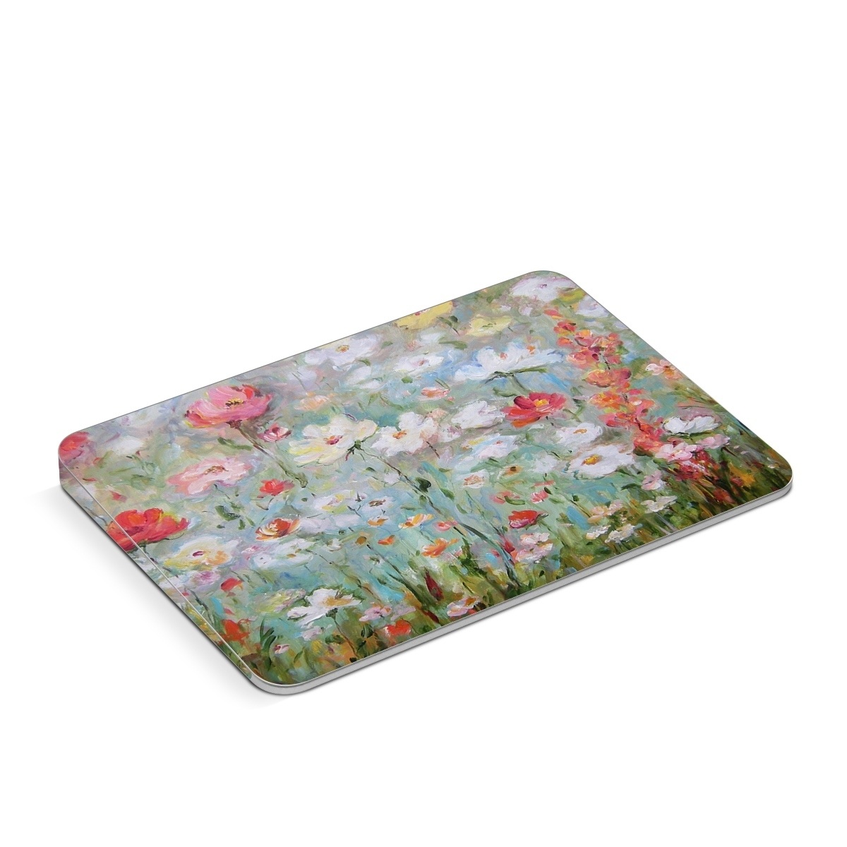 Apple Magic Trackpad Skin design of Flower, Painting, Watercolor paint, Plant, Modern art, Wildflower, Botany, Meadow, Acrylic paint, Flowering plant, with gray, black, green, red, blue colors