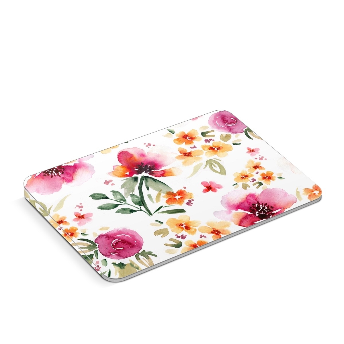 Apple Magic Trackpad Skin design of Flower, Floral design, Pink, Pattern, Petal, Plant, Botany, Design, Wildflower, Clip art, with white, pink, red, orange, green colors