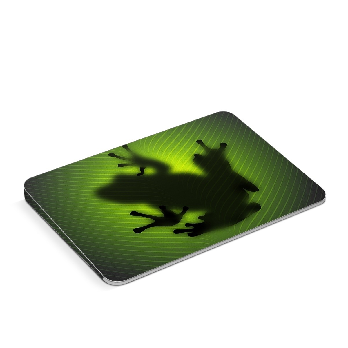 Apple Magic Trackpad Skin design of Green, Frog, Tree frog, Amphibian, Shadow, Silhouette, Macro photography, Illustration, with green, black colors